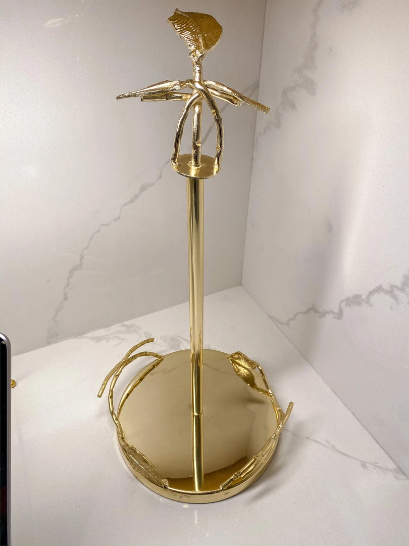 Inspire Me! Home Decor Gold Leaf Detailed Paper Towel Holder