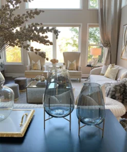 Inspire Me! Home Decor Smoke Grey Glass Planter On Gold Stand (2 Sizes)