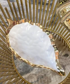 Inspire Me! Home Decor Porcelain Leaf Bowl With Gold Edge