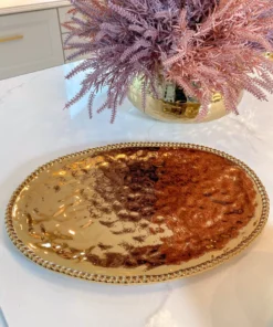 Inspire Me! Home Decor Gold Oval Beaded Platter