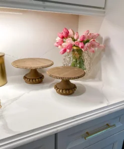 Inspire Me! Home Decor Round Beaded Wood Cake Stand (2 Sizes)