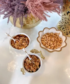 Inspire Me! Home Decor Gold And White Beaded Pedestal Bowl