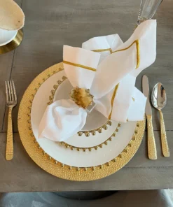 Inspire Me! Home Decor White And Gold Beaded Dinner Set