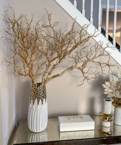 Inspire Me! Home Decor White Faux Leather Lidded Box With Gold Handle