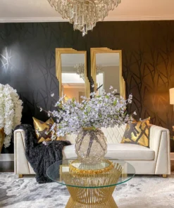 Inspire Me! Home Decor Round Glass Tray With Gold Floral Edge