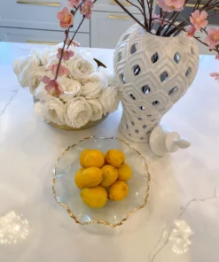 Inspire Me! Home Decor Wavy Glass Bowl W/ Gold Trim