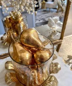 Inspire Me! Home Decor Gold Metallic Decorative Pears (Set Of 4)