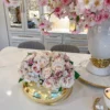 Inspire Me! Home Decor Large Gold Round Bowl Vase With White Jeweled Flower Details
