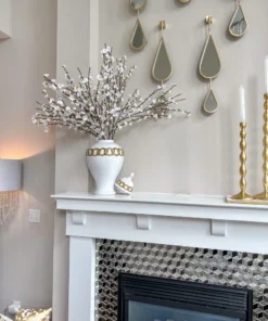 Inspire Me! Home Decor White Ceramic Ginger Jar With Stunning Gold Chain Details (3 Sizes)