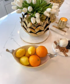 Inspire Me! Home Decor Gold Metal Bird Bowl With White Enameled