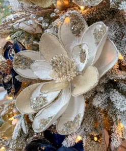 Inspire Me! Home Decor Large Beaded Ivory Magnolia Stem