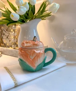 Inspire Me! Home Decor KITCHEN Rose Shape With Mug With Lid And Spoon