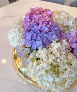 Inspire Me! Home Decor Large Gold Round Bowl Vase With White Jeweled Flower Details