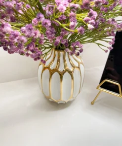 Inspire Me! Home Decor White And Gold Pattern Vase
