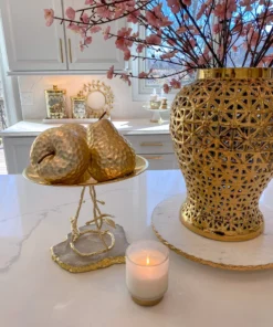 Inspire Me! Home Decor Matte Gold Large Ceramic Hammered Fruits (2 Styles)