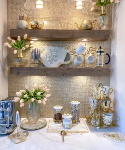 Inspire Me! Home Decor Marble And Gold Metal Leaf Branch Canisters- With Metal Rim (3 Sizes)