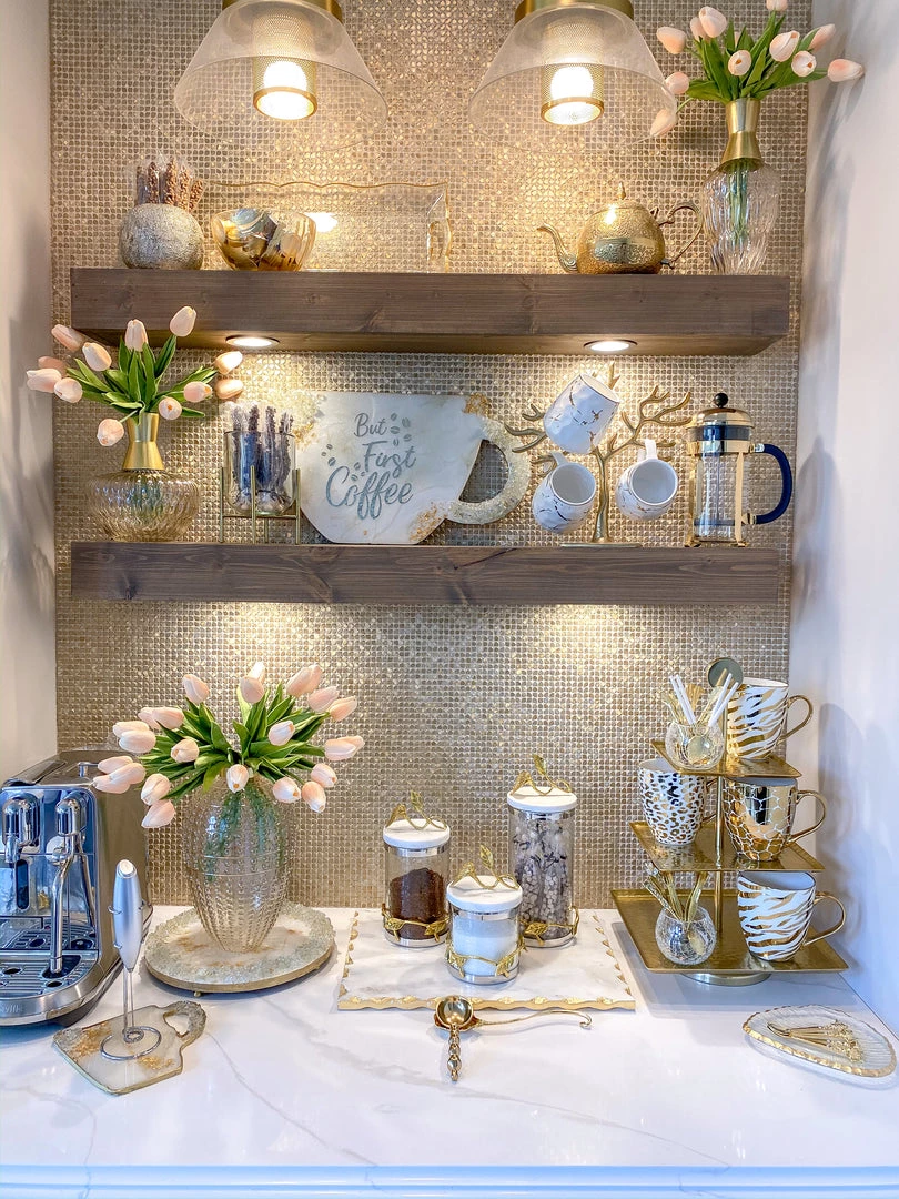 Inspire Me! Home Decor Marble And Gold Metal Leaf Branch Canisters- With Metal Rim (3 Sizes)