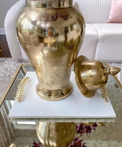 Inspire Me! Home Decor Marble Tray With Gold Metal Vine Handles