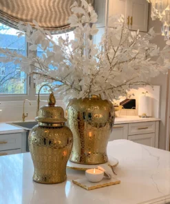 Inspire Me! Home Decor Large Gold Patterned Ginger Jar