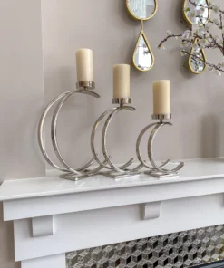 Inspire Me! Home Decor Silver Semi-Circle W/ Marble Top Candle Holder (3 Sizes)