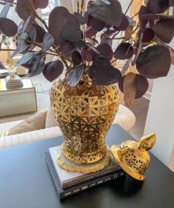 Inspire Me! Home Decor Gold Pierced Pattern Ginger Jar