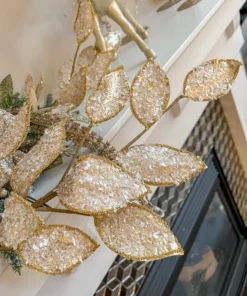 Inspire Me! Home Decor Crystal Glitter And Beaded Edge Leaf Spray