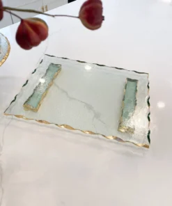 Inspire Me! Home Decor Glass Tray With Hammered Gold Edge