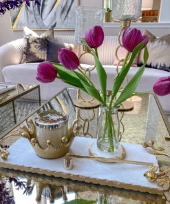 Inspire Me! Home Decor Real Touch Tulip Arrangement In Glass Vase (2 Colors)