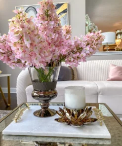 Inspire Me! Home Decor Amber Crystal Flower Candle Holder