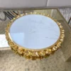 Inspire Me! Home Decor Round Marble Tray With Gold Floral Edge