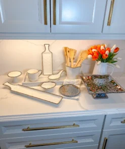 Inspire Me! Home Decor Short Silver And White Beaded Tray