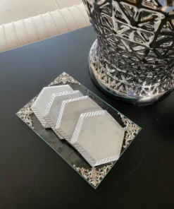 Inspire Me! Home Decor Glass Tray W/ Silver Corner Details And Swarovski Crystals