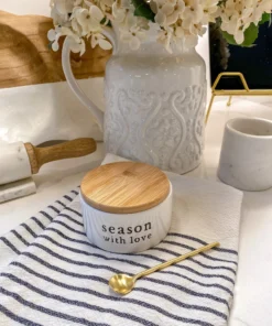 Inspire Me! Home Decor KITCHEN "Season With Love" Ceramic Sugar/Spice Holder