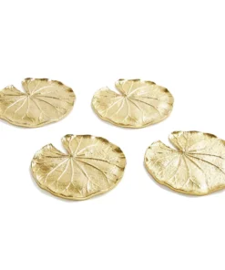 Inspire Me! Home Decor Golden Lily Leaf Coasters, Set Of 4