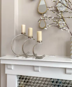 Inspire Me! Home Decor Silver Semi-Circle W/ Marble Top Candle Holder (3 Sizes)