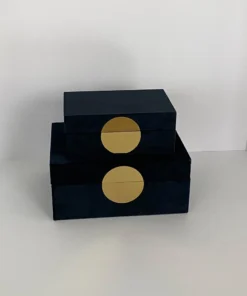 Inspire Me! Home Decor Set Of 2 Velvet Black Boxes With Gold Circle