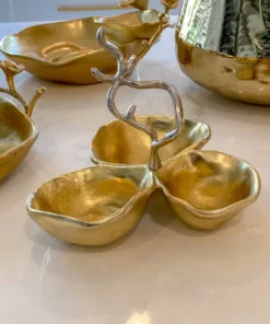 Inspire Me! Home Decor Gold Metal Snack Bowl With Silver Handle