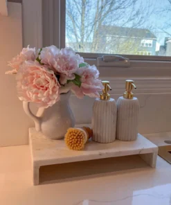 Inspire Me! Home Decor White Ceramic Pitcher With Peonies