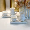 Inspire Me! Home Decor Metallic Gold Marble Print Turkish Coffee & Tea Set With Tray