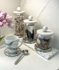 Inspire Me! Home Decor Marble & Silver Hammered Canisters