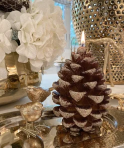 Inspire Me! Home Decor Large Glitter Pinecone Candle