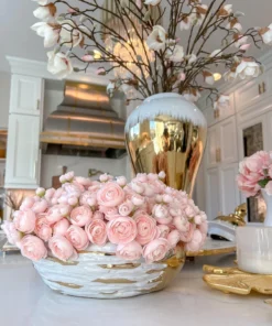 Inspire Me! Home Decor White And Gold Textured Ceramic Bowl