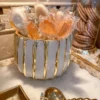 Inspire Me! Home Decor White And Gold Striped Bowl