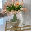 Inspire Me! Home Decor Clear Glass Vase With Champagne Gold Patterned Base