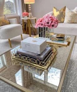 Inspire Me! Home Decor Gold Oval Trim Mirror Glass Tray