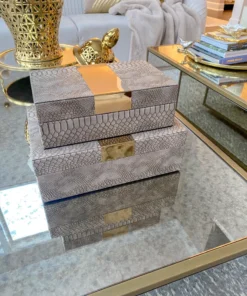 Inspire Me! Home Decor Set Of 2 Gray Snakeskin Print Boxes