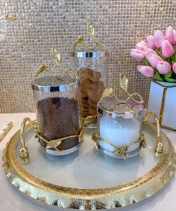 Inspire Me! Home Decor Hammered Glass Canister W/ Gold Leaf Lid (3 Sizes)
