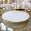 Inspire Me! Home Decor White Marble Round Lazy Susan W/ Gold Textured Edge