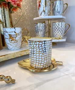 Inspire Me! Home Decor 14 Oz. Detailed Abstract Gold Pattern Print Mugs (6 Designs)