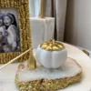 Inspire Me! Home Decor White Pumpkin Candle With Gold Top (2 Sizes)